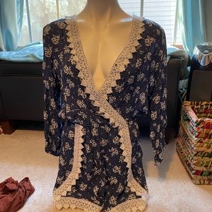 Blue and white romper